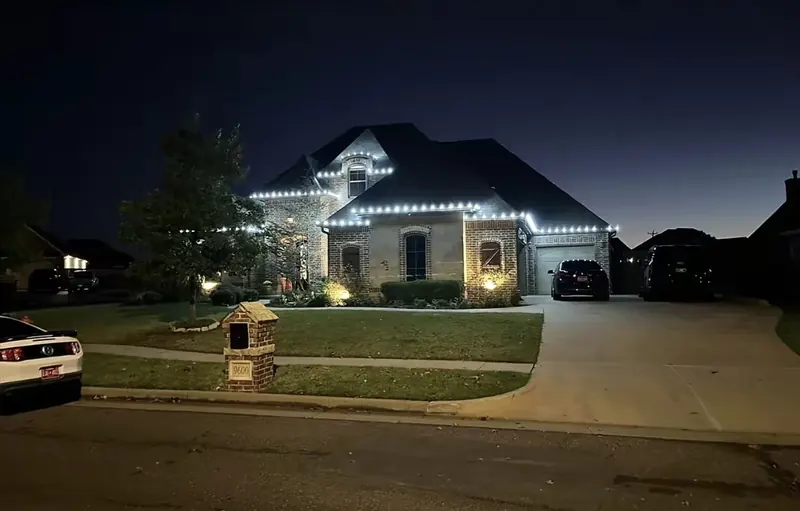 Pure white roofline at dusk